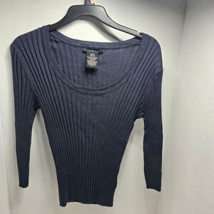 Women's Apostrophe Navy Ribbed Crew Neck Sweater M